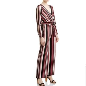 No Boundaries Pink Black Striped Jumpsuit Medium